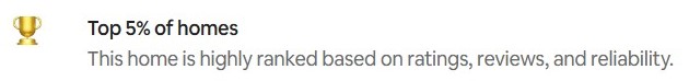 AirBbB rating - top of 5 percent